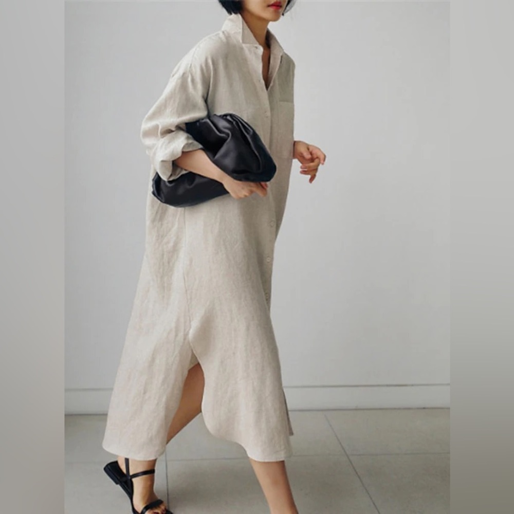 GLOBUS 100% Linen Shirt-Dress Size M